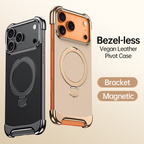 Premium Vegan Leather MagSafe iPhone 17 Case - 360° Ring Stand, dropproof