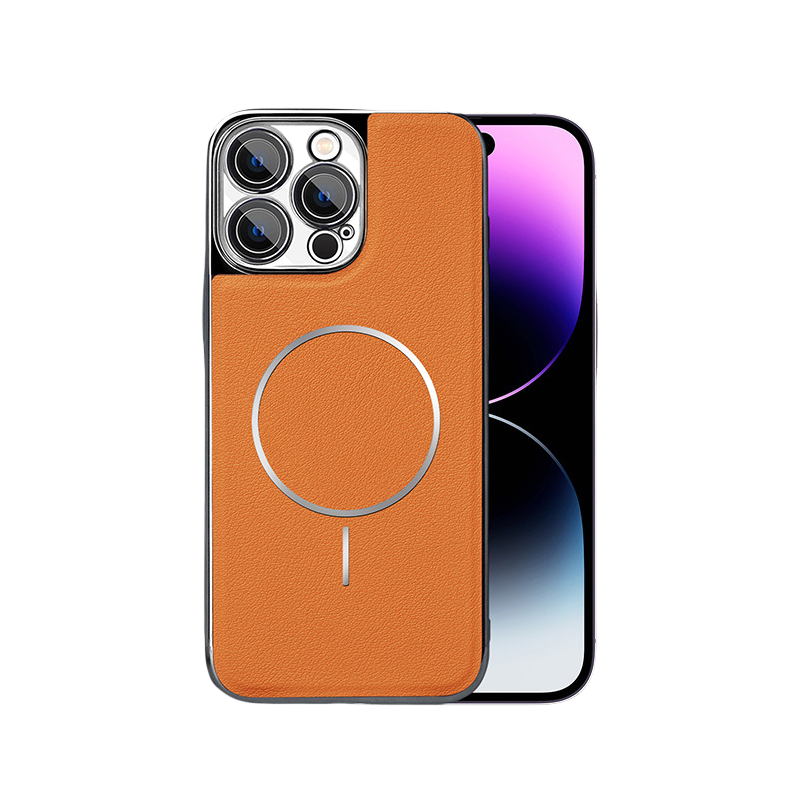 Fully covered magnetic leather phone case