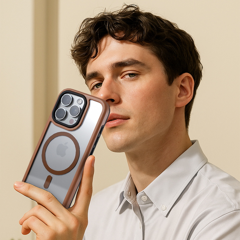 Contrast Color Frame Transparent Magnetic Phone Case