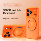 iPhone 17 Series Skin-Feel Magnetic Case with 360° Rotating Stand & Open Camera Frame