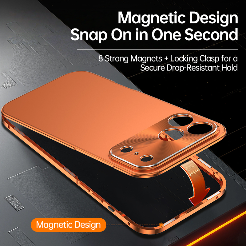| iPhone 17 Series 360° Full Aluminum Alloy Frosted Magnetic Case – High-End Anti-Drop Design