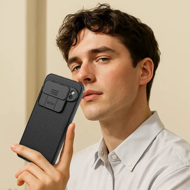 Black Mirror Phone Case Lens Push Window Slide Cover Protective Cover