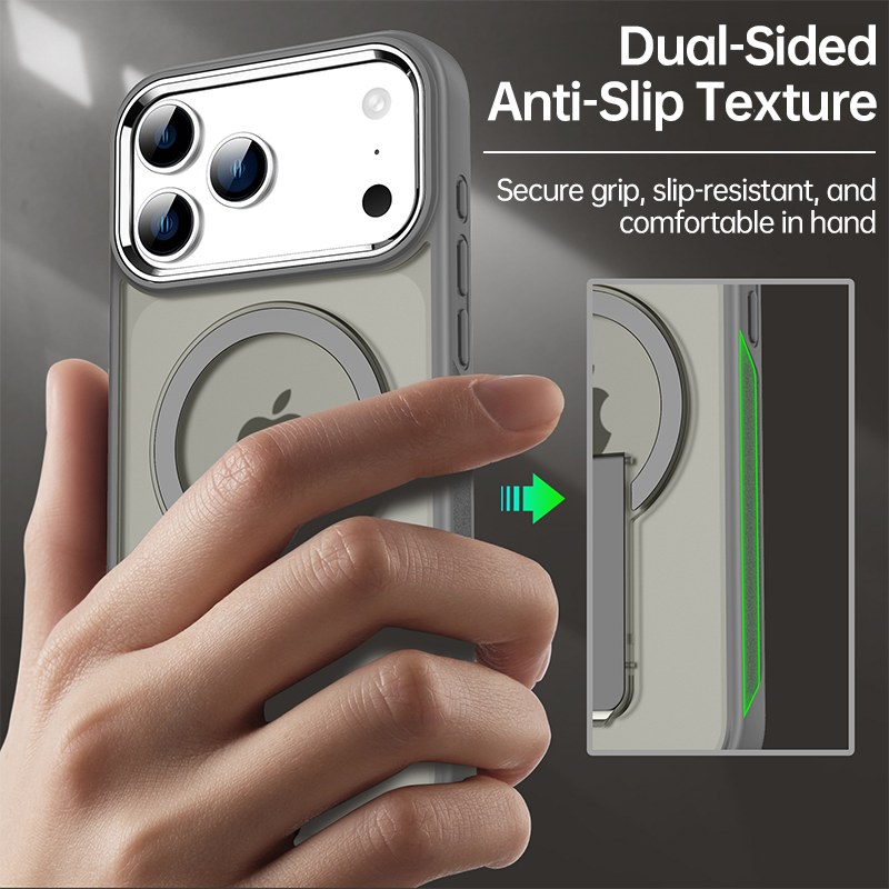 iPhone 17 Series Magnetic Frosted Case with Vertical Stand – Shockproof & Slim Design
