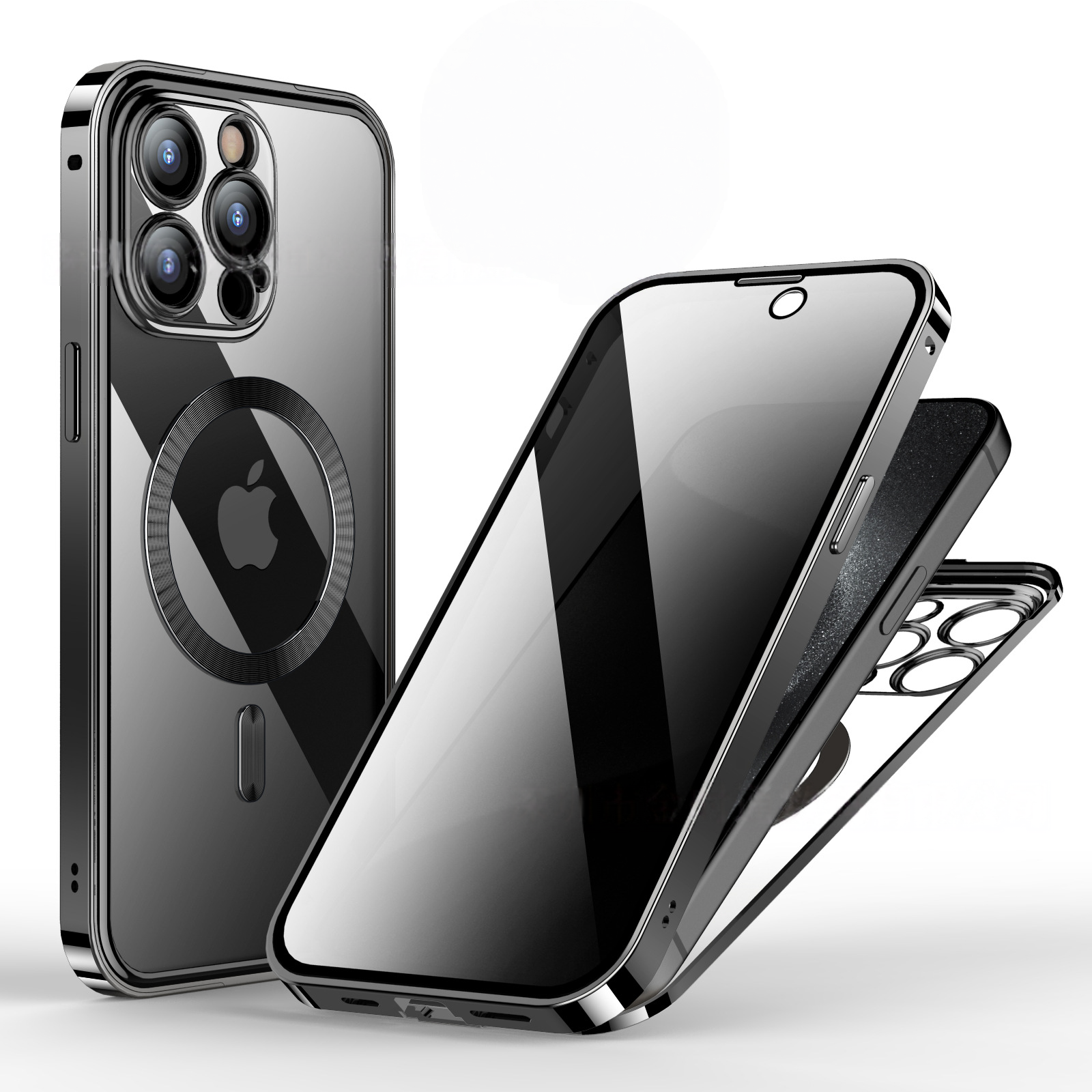 |Double-sided Protective Mobile Phone Case With Metal Frame And Snap Button