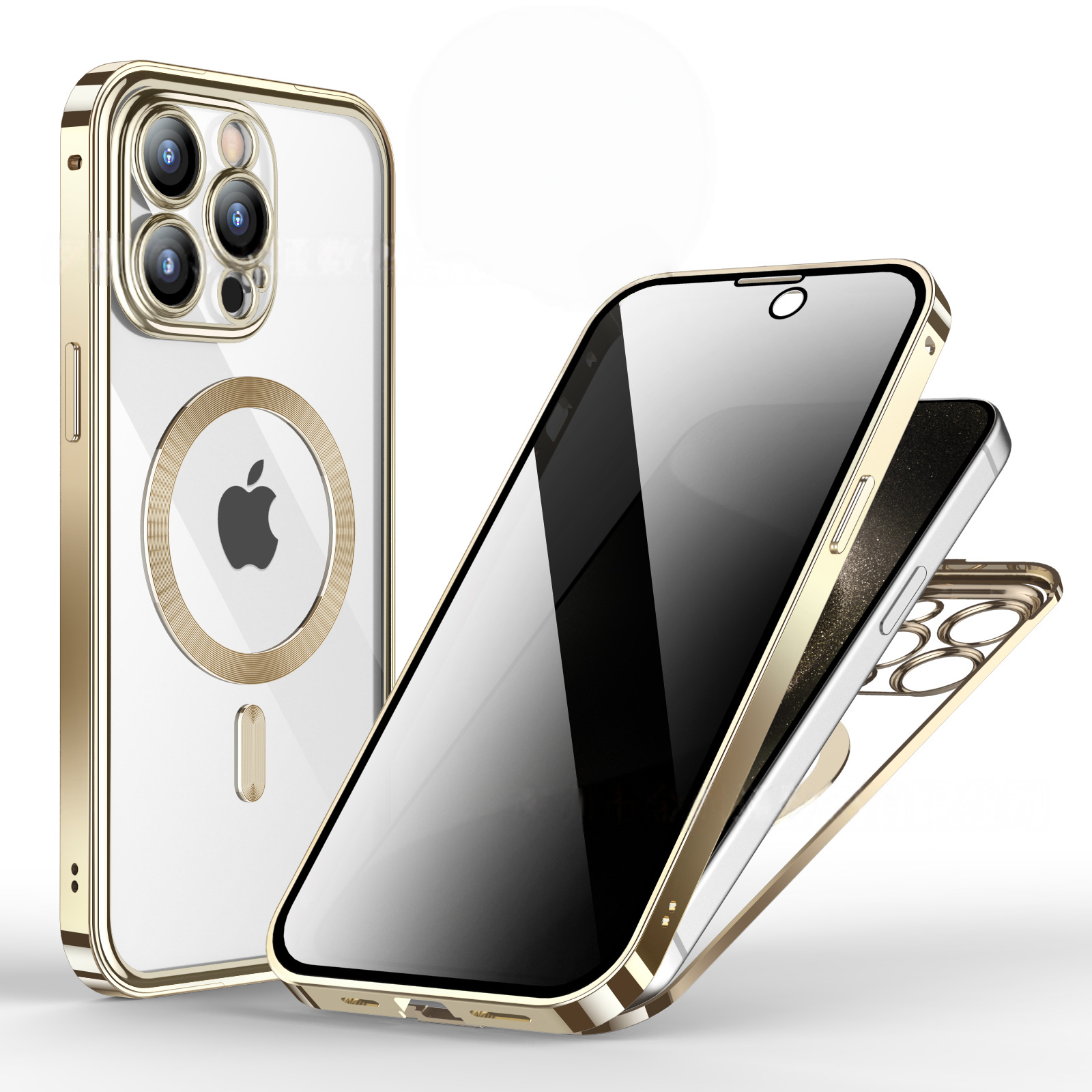 |Double-sided Protective Mobile Phone Case With Metal Frame And Snap Button