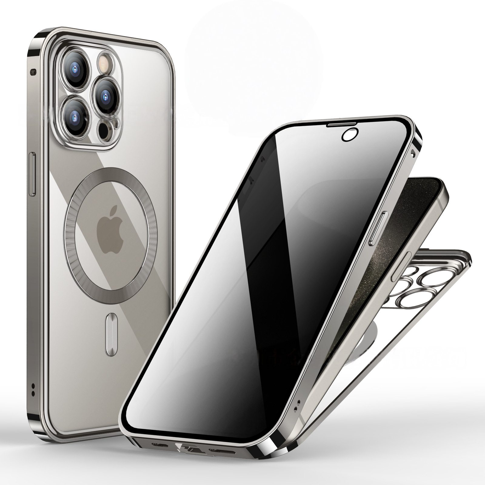 |Double-sided Protective Mobile Phone Case With Metal Frame And Snap Button