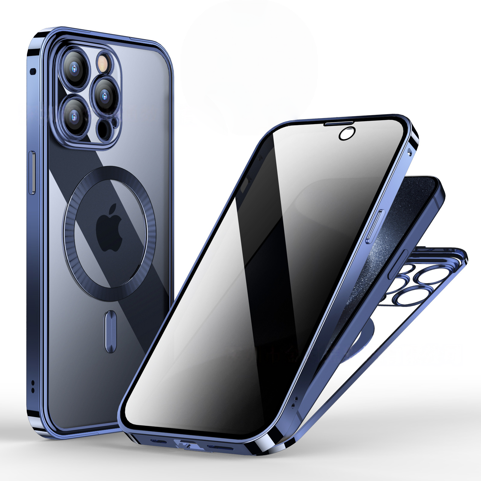 |Double-sided Protective Mobile Phone Case With Metal Frame And Snap Button