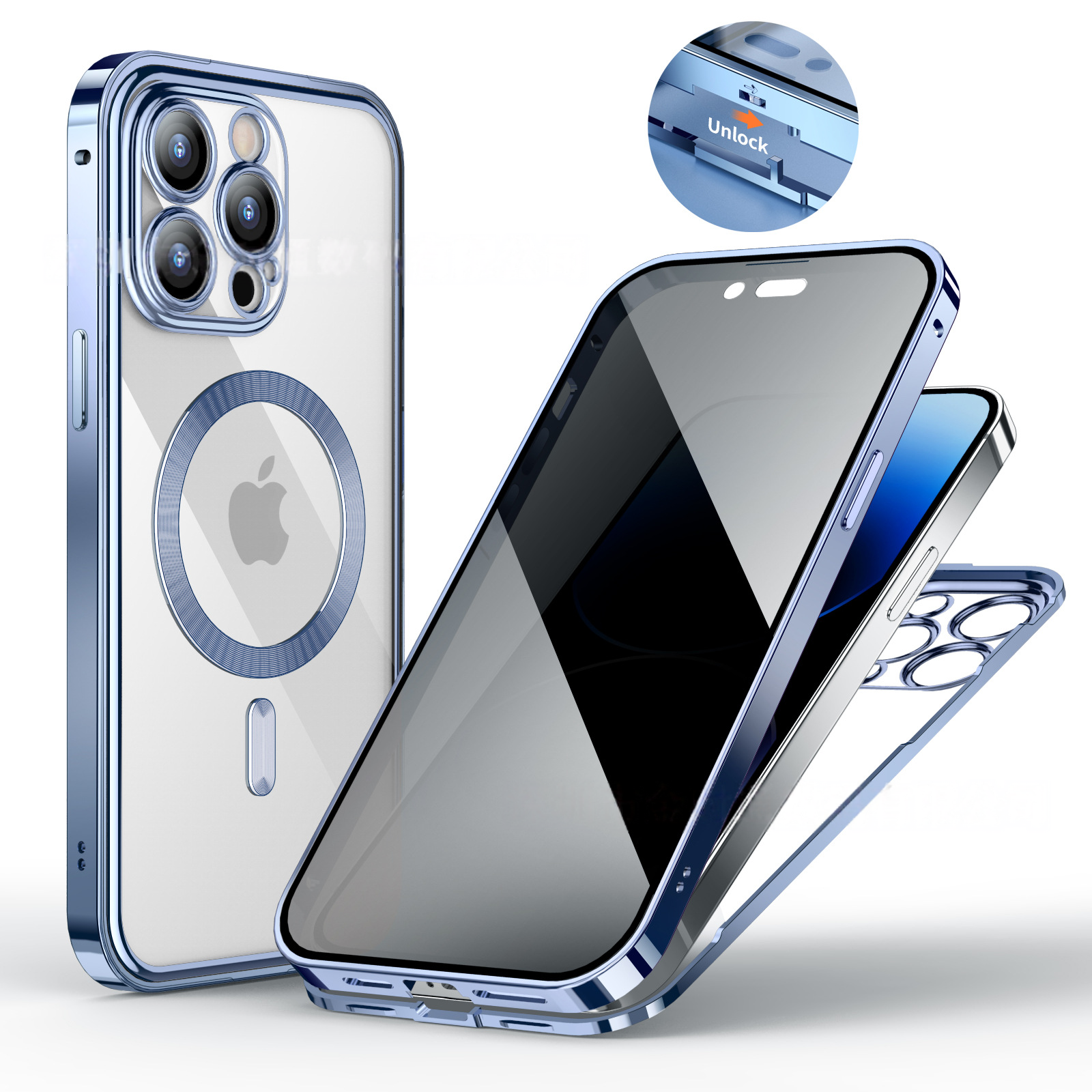 |Double-sided Protective Mobile Phone Case With Metal Frame And Snap Button