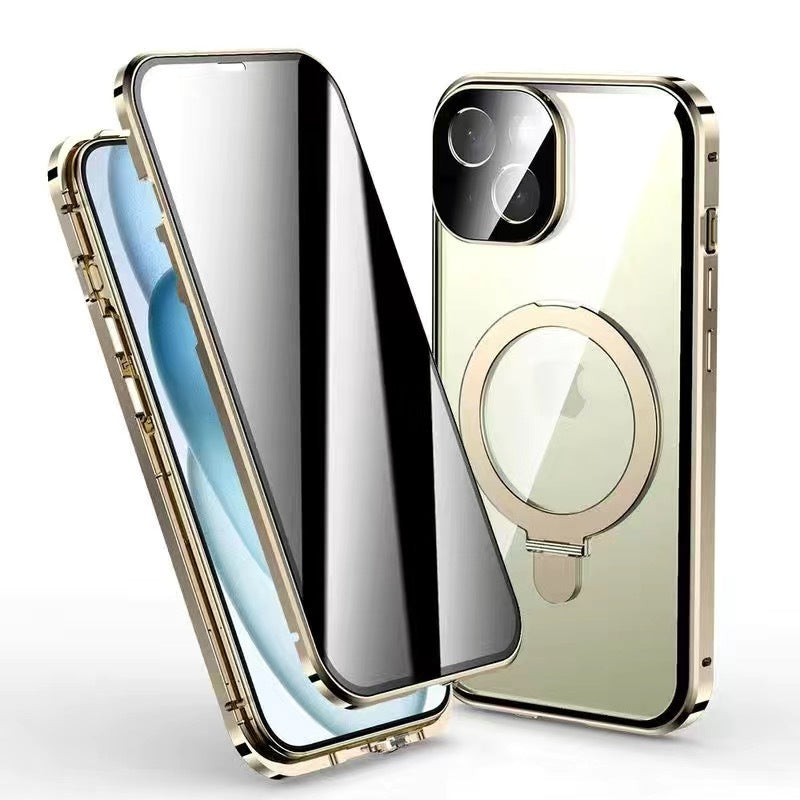 |Double-sided Metal Phone Case With Magnetic Bracket And Wireless Charger