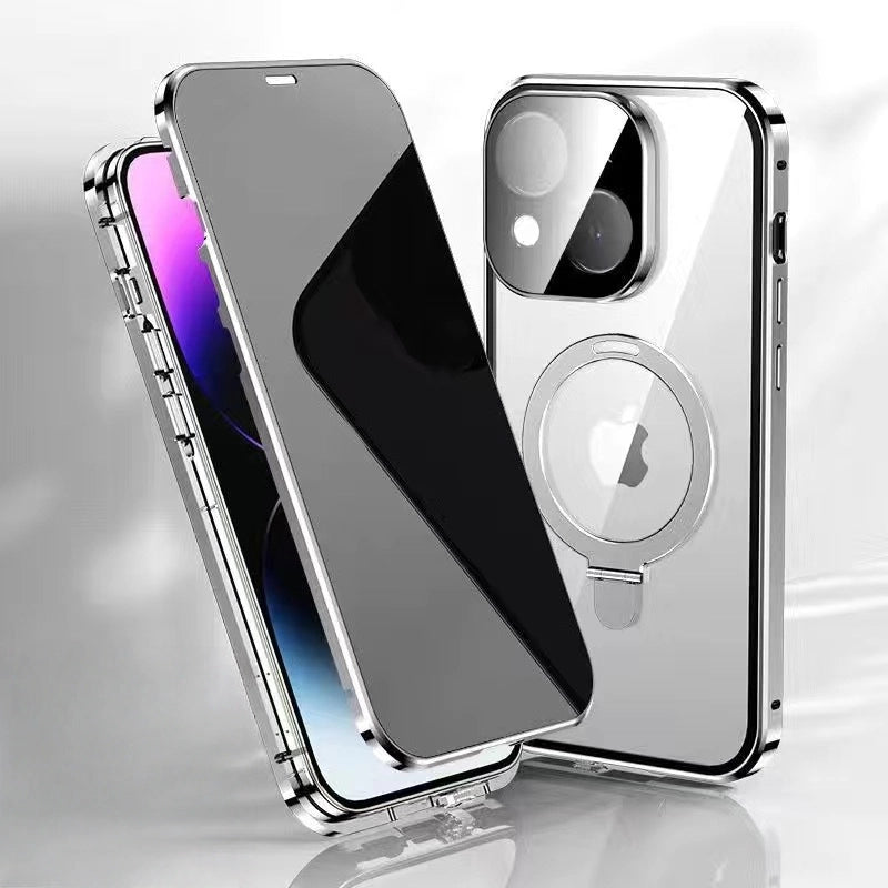 |Double-sided Metal Phone Case With Magnetic Bracket And Wireless Charger