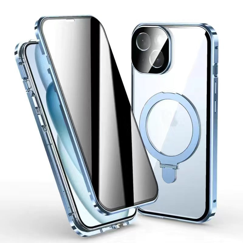 |Double-sided Metal Phone Case With Magnetic Bracket And Wireless Charger