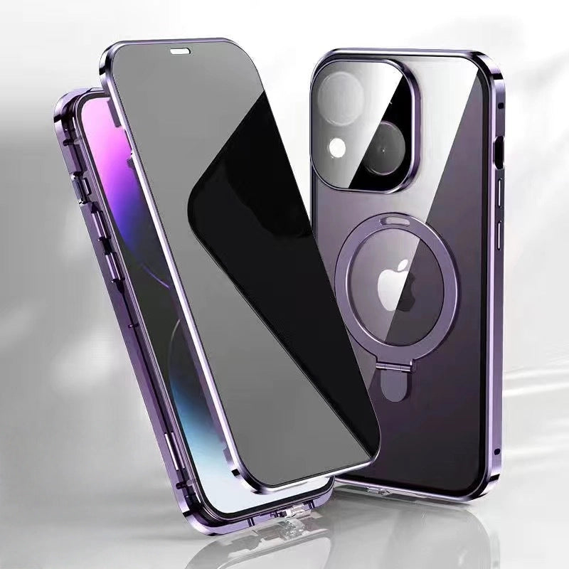 |Double-sided Metal Phone Case With Magnetic Bracket And Wireless Charger
