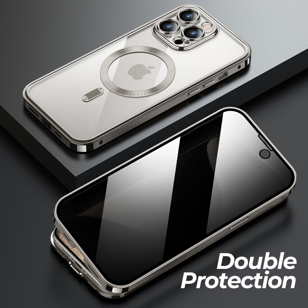 |Double-sided Protective Mobile Phone Case With Metal Frame And Snap Button