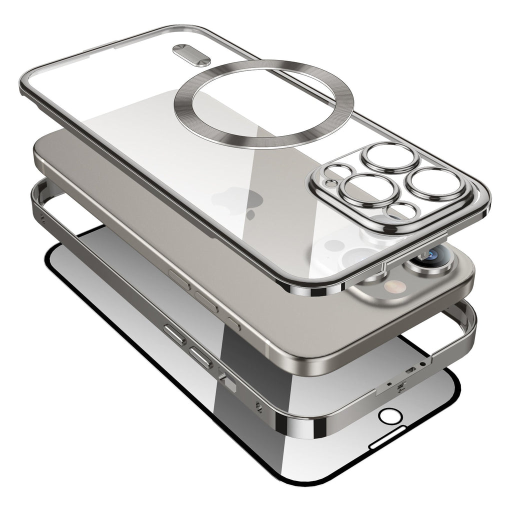 |Double-sided Protective Mobile Phone Case With Metal Frame And Snap Button