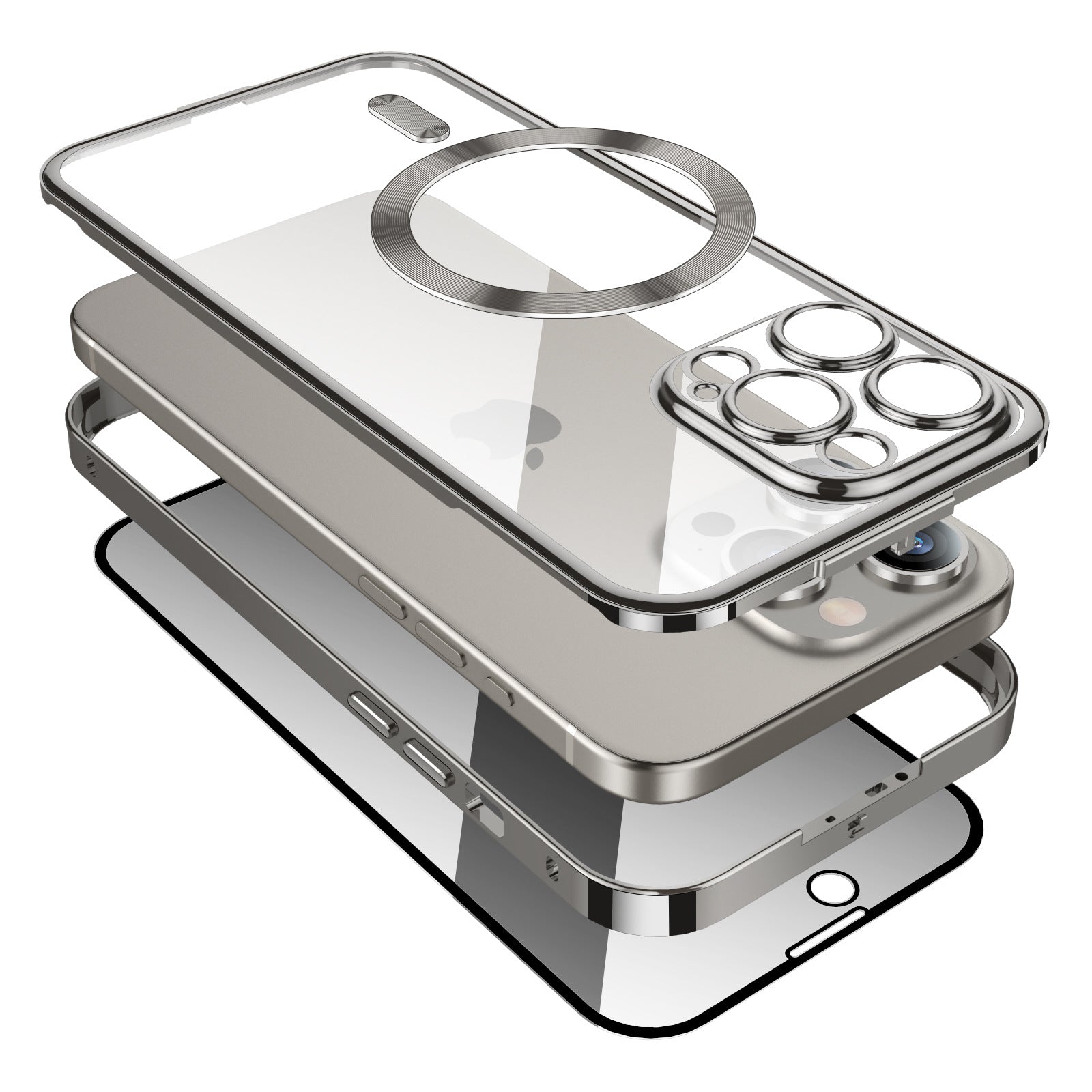 |Double-sided Protective Mobile Phone Case With Metal Frame And Snap Button