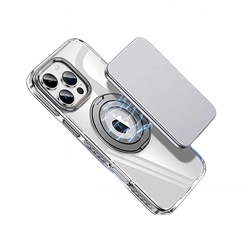 Two-color transparent magnetic rotating bracket first shell