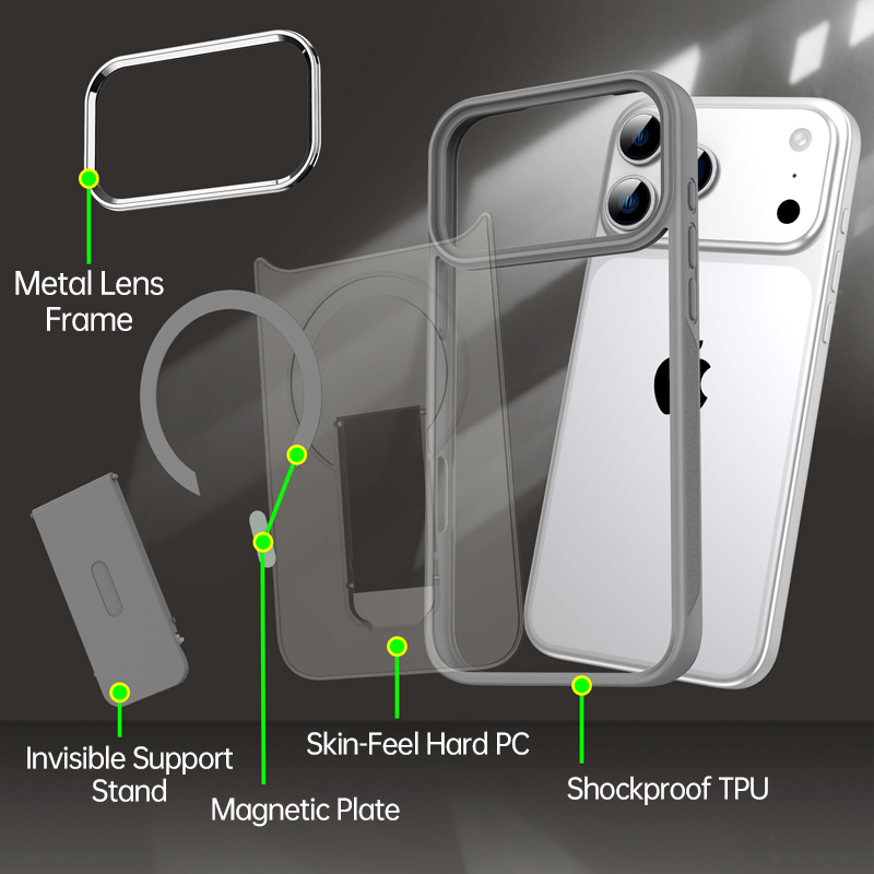 iPhone 17 Series Magnetic Frosted Case with Vertical Stand – Shockproof & Slim Design