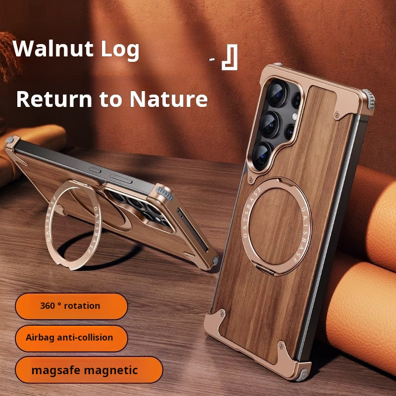 ??Walnut Metal Frameless Phone Case
