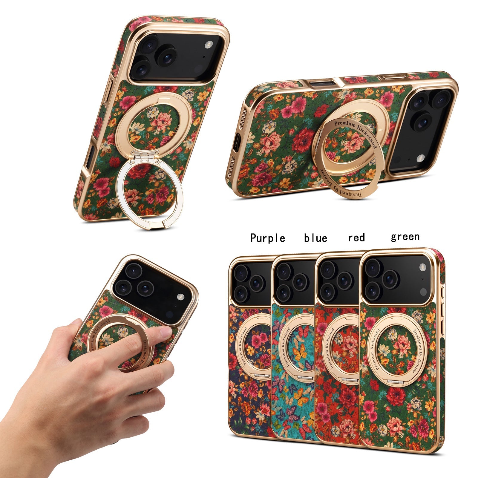 iPhone 17 Series Magnetic Electroplated Case with Floral Design