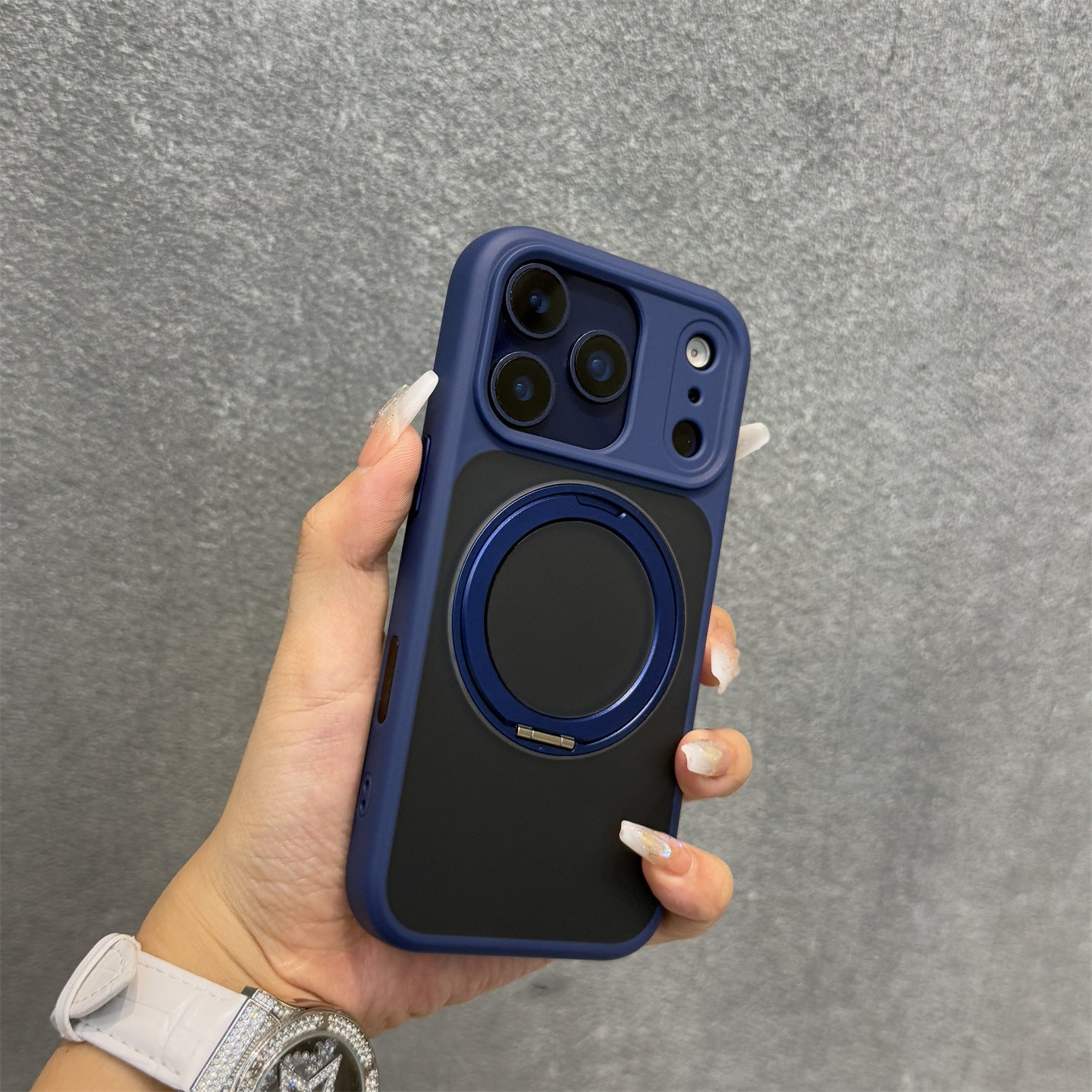 iPhone 17 Series Frosted Magnetic Rotating Stand Full Cover Case