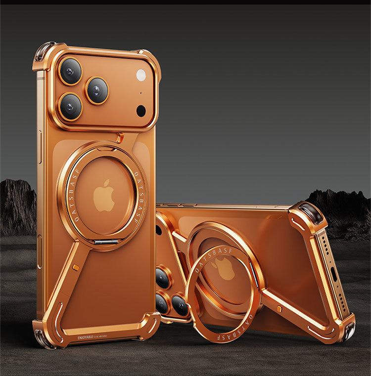 iPhone 17 Series Magnetic Rotating Bracket Metal Hollow Case