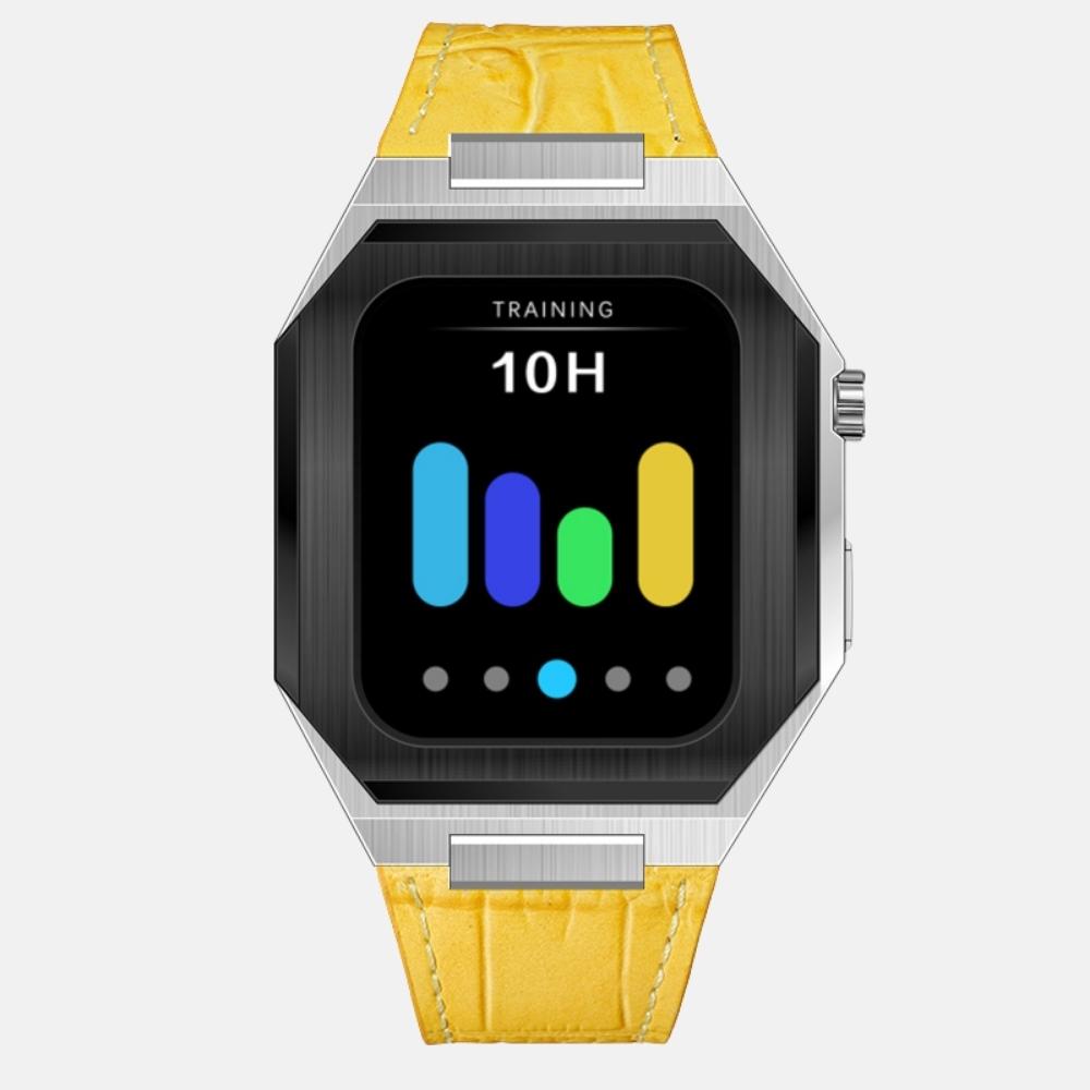 44MM Dual Tone Silver Luxury Edition iWatch Case: Leather Strap