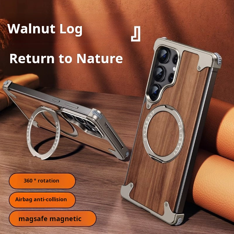 ??Walnut Metal Frameless Phone Case