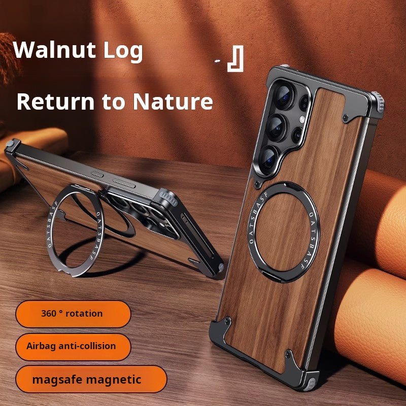 ??Walnut Metal Frameless Phone Case