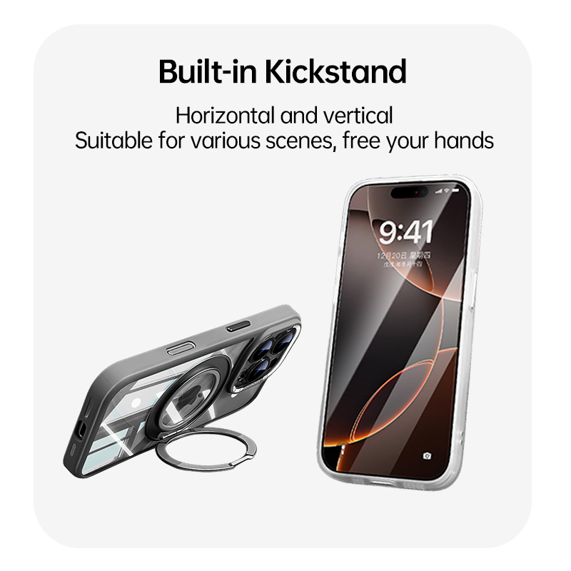 | iPhone 17 Series 360° Magnetic Case with Rotating Stand