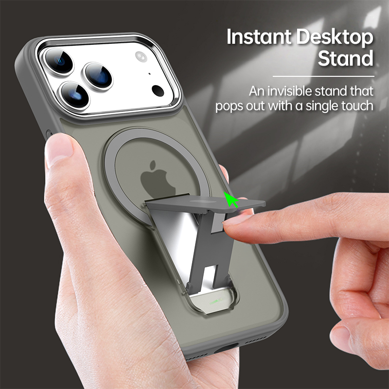 iPhone 17 Series Magnetic Frosted Case with Vertical Stand – Shockproof & Slim Design