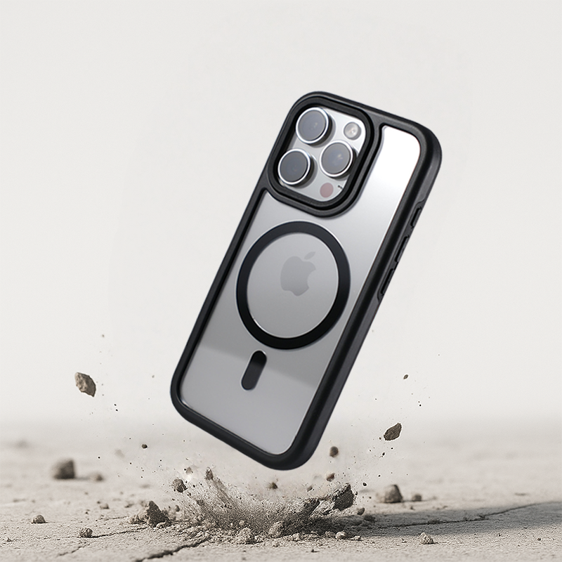 Contrast Color Frame Transparent Magnetic Phone Case