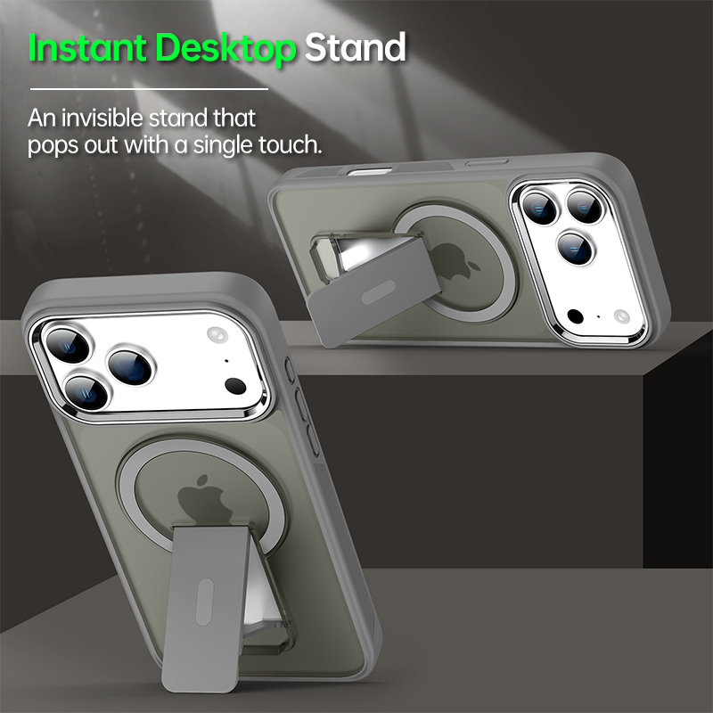 iPhone 17 Series Magnetic Frosted Case with Vertical Stand – Shockproof & Slim Design