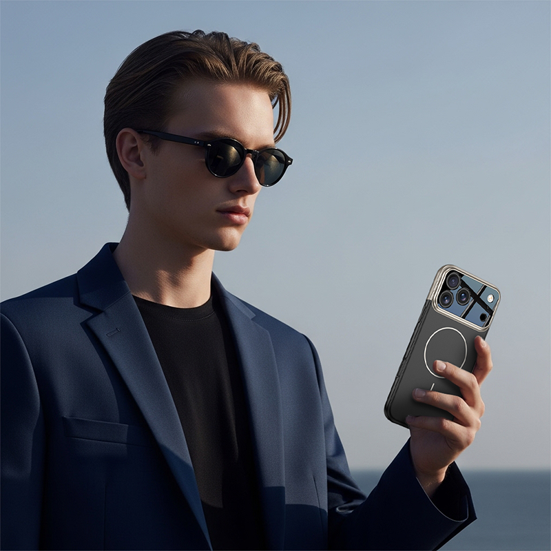 iPhone 17 series frosted magnetic hole anti-fall mobile phone case