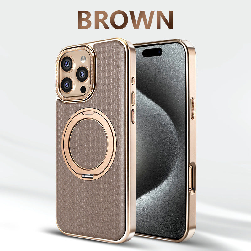iPhone 17 Series 360° Rotating Leather Magnetic Stand Case