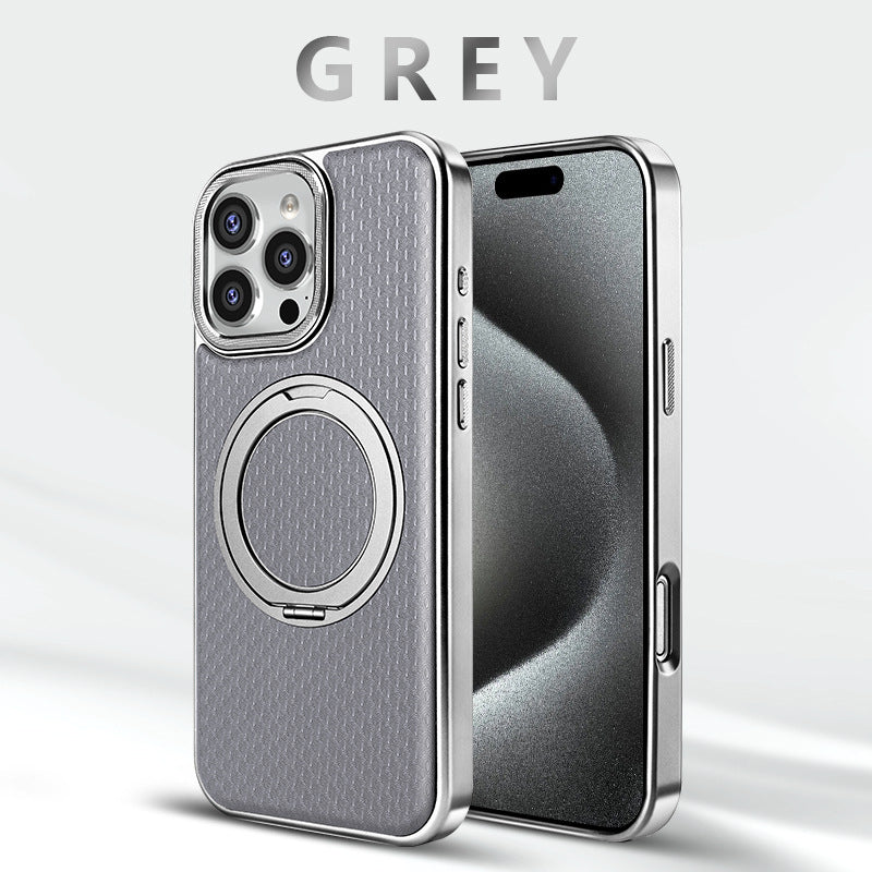 iPhone 17 Series 360° Rotating Leather Magnetic Stand Case