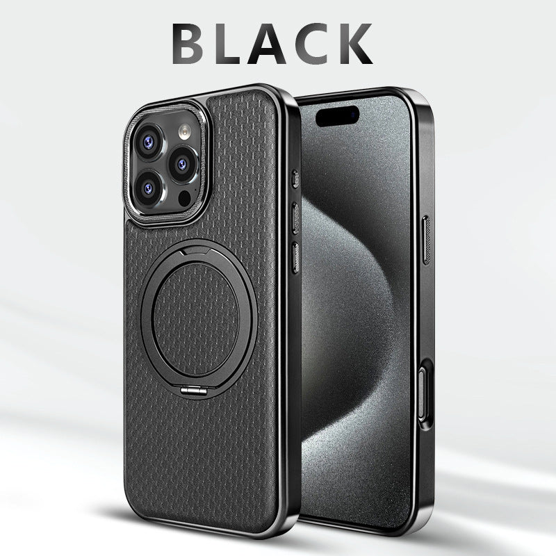 iPhone 17 Series 360° Rotating Leather Magnetic Stand Case