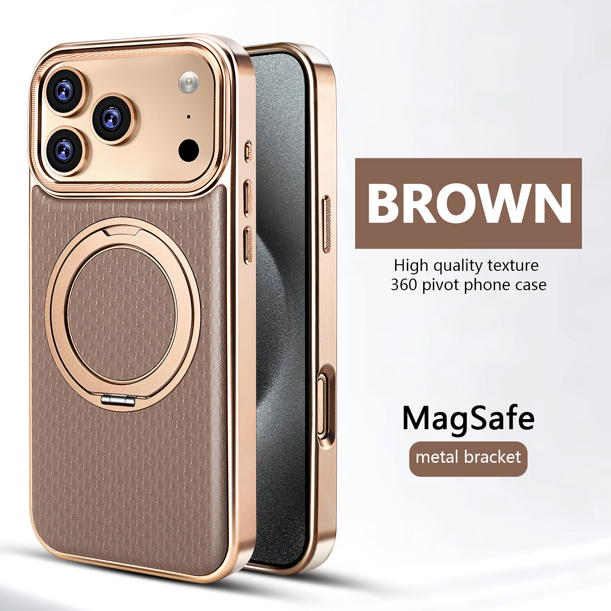 iPhone 17 Series 360° Rotating Leather Magnetic Stand Case