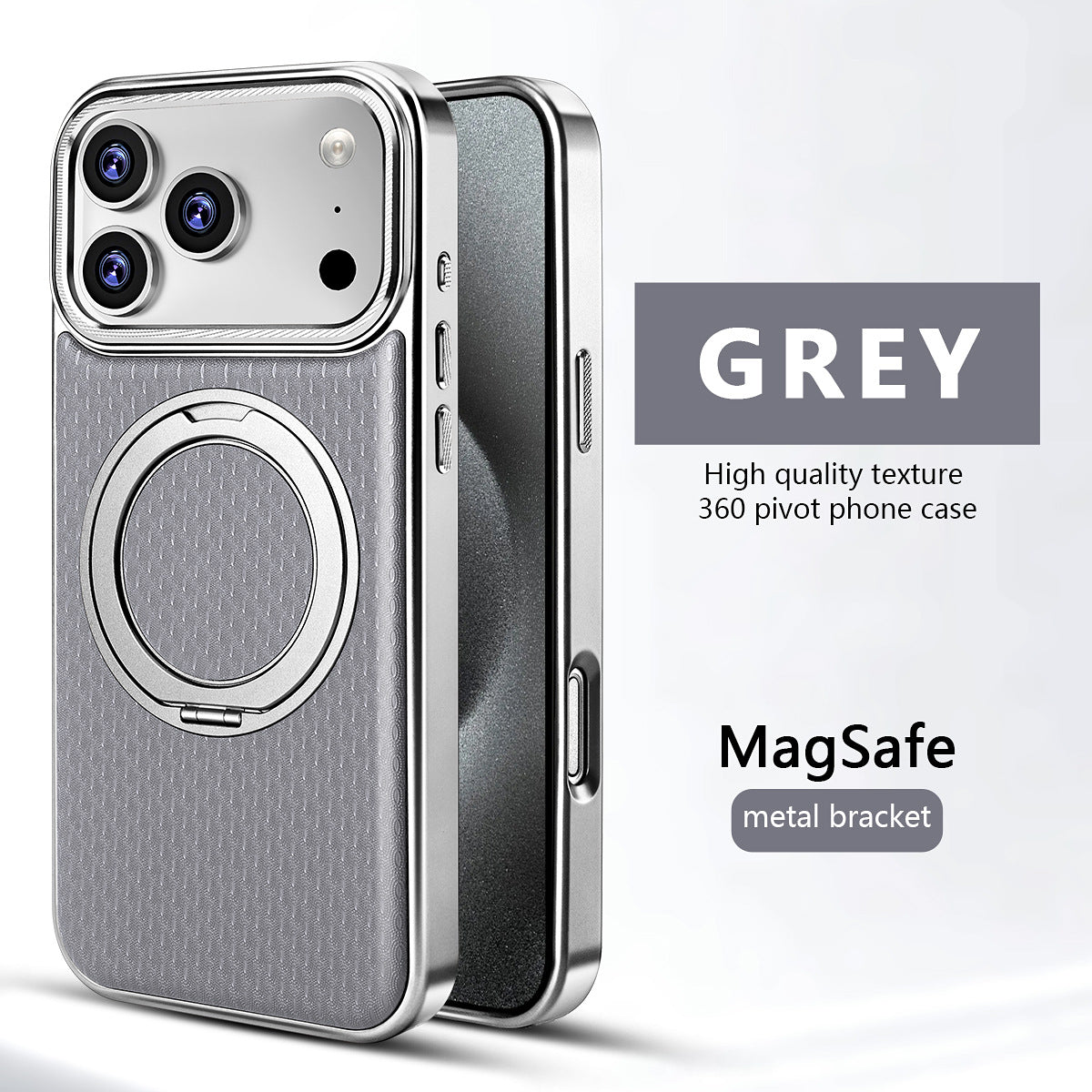 iPhone 17 Series 360° Rotating Leather Magnetic Stand Case