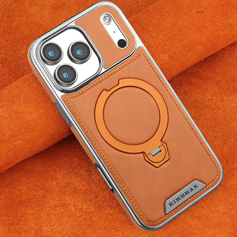 iPhone 17 Pro Max Magnetic Leather Case with 360° Rotating Stand