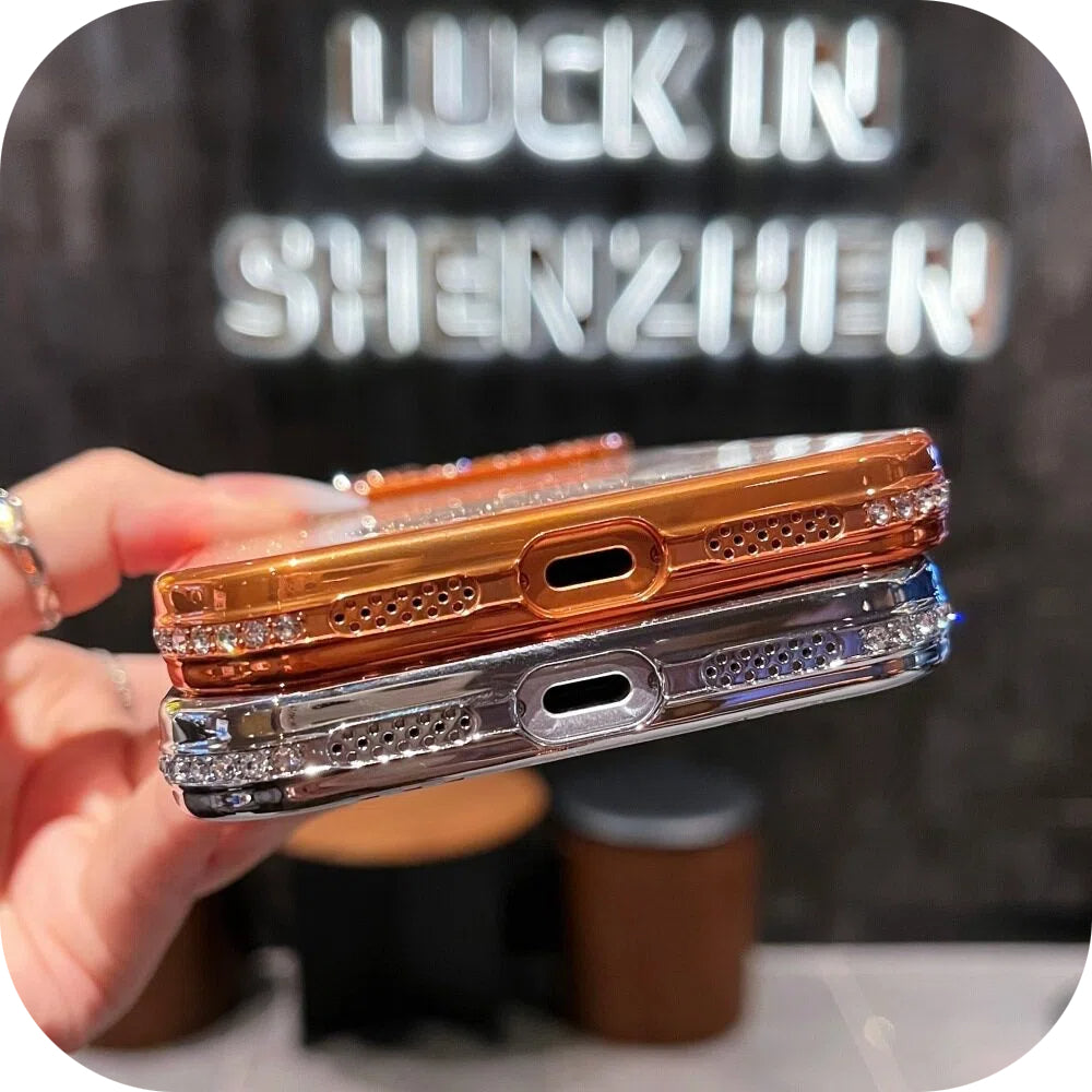 iPhone 17 Series Luxury Bling Square Diamond Protective Case
