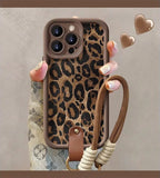 Leopard Matte iPhone 17 Case with Lanyard – Luxury Texture, Stylish & Durable