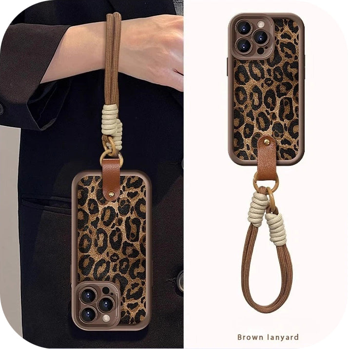 Leopard Matte iPhone 17 Case with Lanyard – Luxury Texture, Stylish & Durable