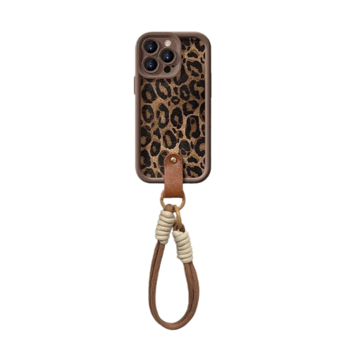 Leopard Matte iPhone 17 Case with Lanyard – Luxury Texture, Stylish & Durable