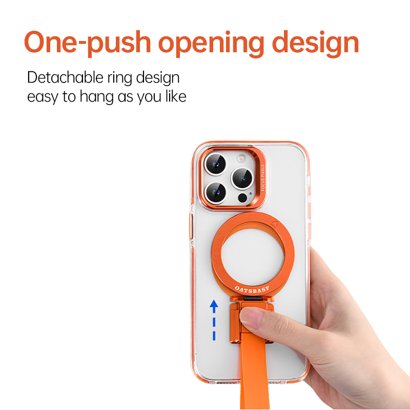 Anti-fall lanyard phone case with stand and magnetic suction