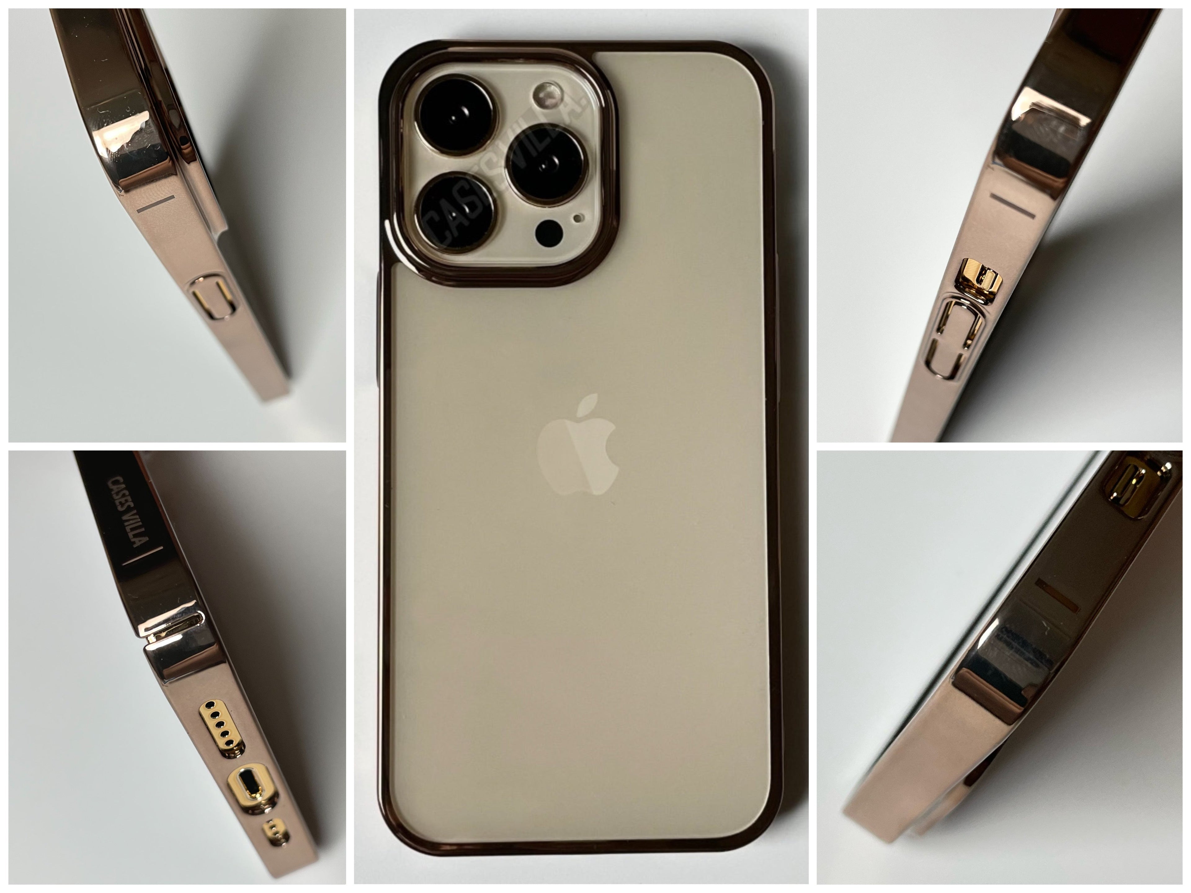 iPhone 14 Pro Max - Glass Case Cover with Electroplated Chrome Finish Edges