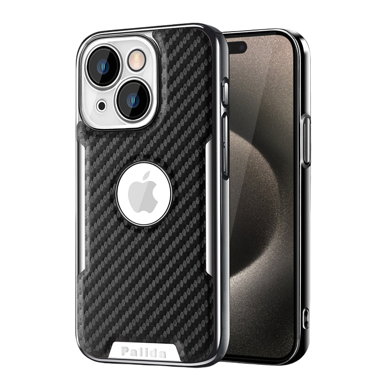 Carbon Fiber Pattern Magnetic Mobile Phone Case With Built-in HD Lens Film