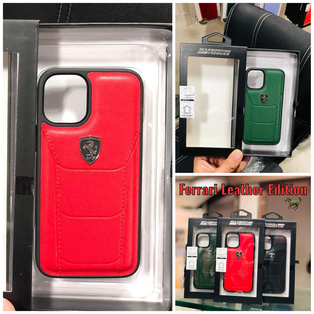 Ferrari ® iPhone X to 12 Pro Max Genuine Leather Crafted Case