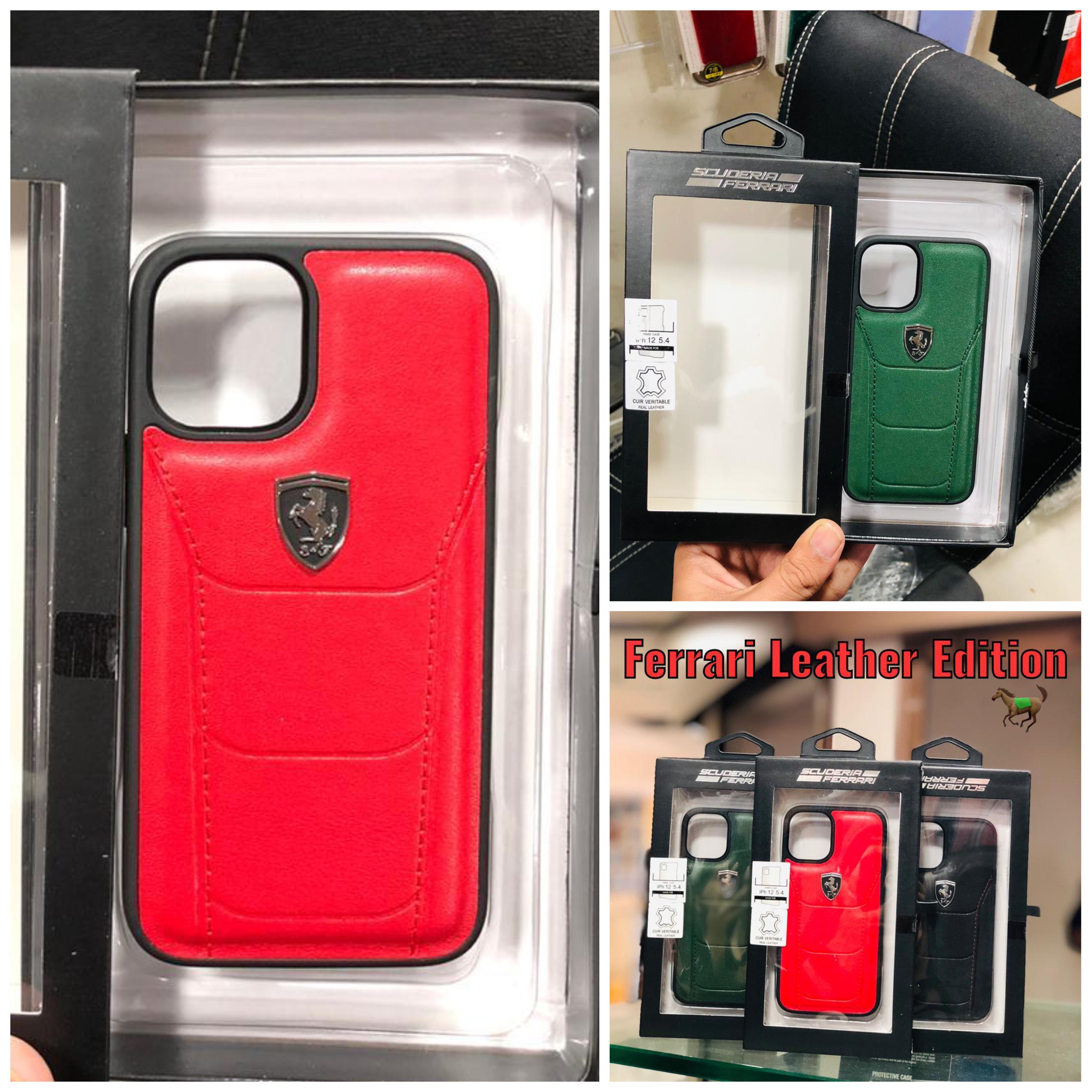 Ferrari ® iPhone X to 12 Pro Max Genuine Leather Crafted Case