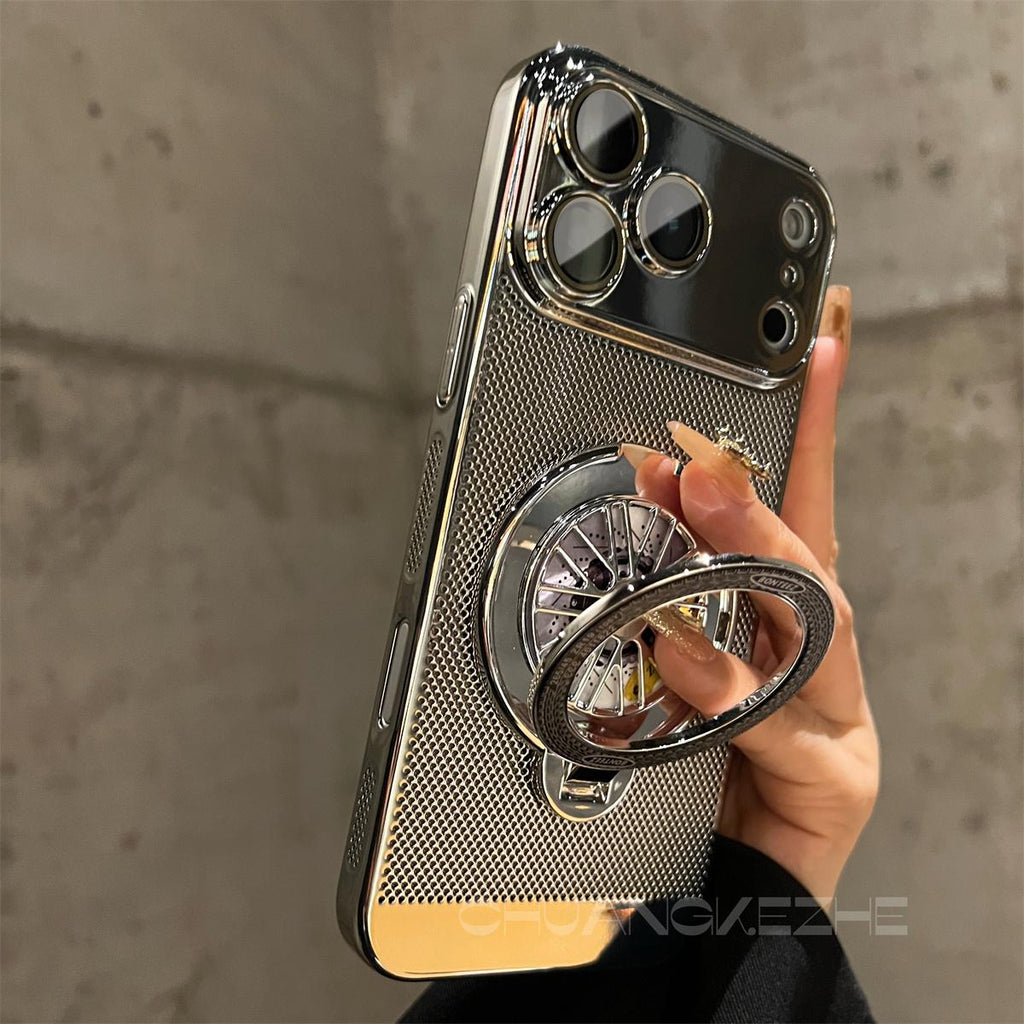 iPhone 17 Series Magnetic Cooling Case | 360° Rotating Stand & Shockproof Protection