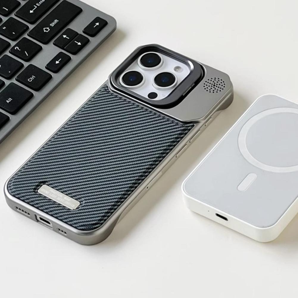 Frameless carbon fiber pattern magnetic lens holder protective cover